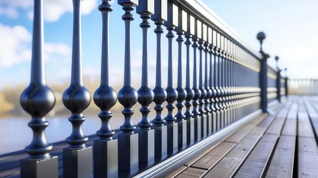 High-end continuous stainless steel staircase railing setup