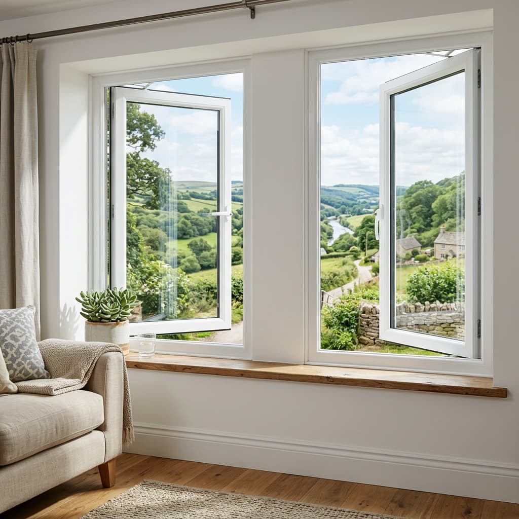 uPVC casement windows with double-gasket compression seals