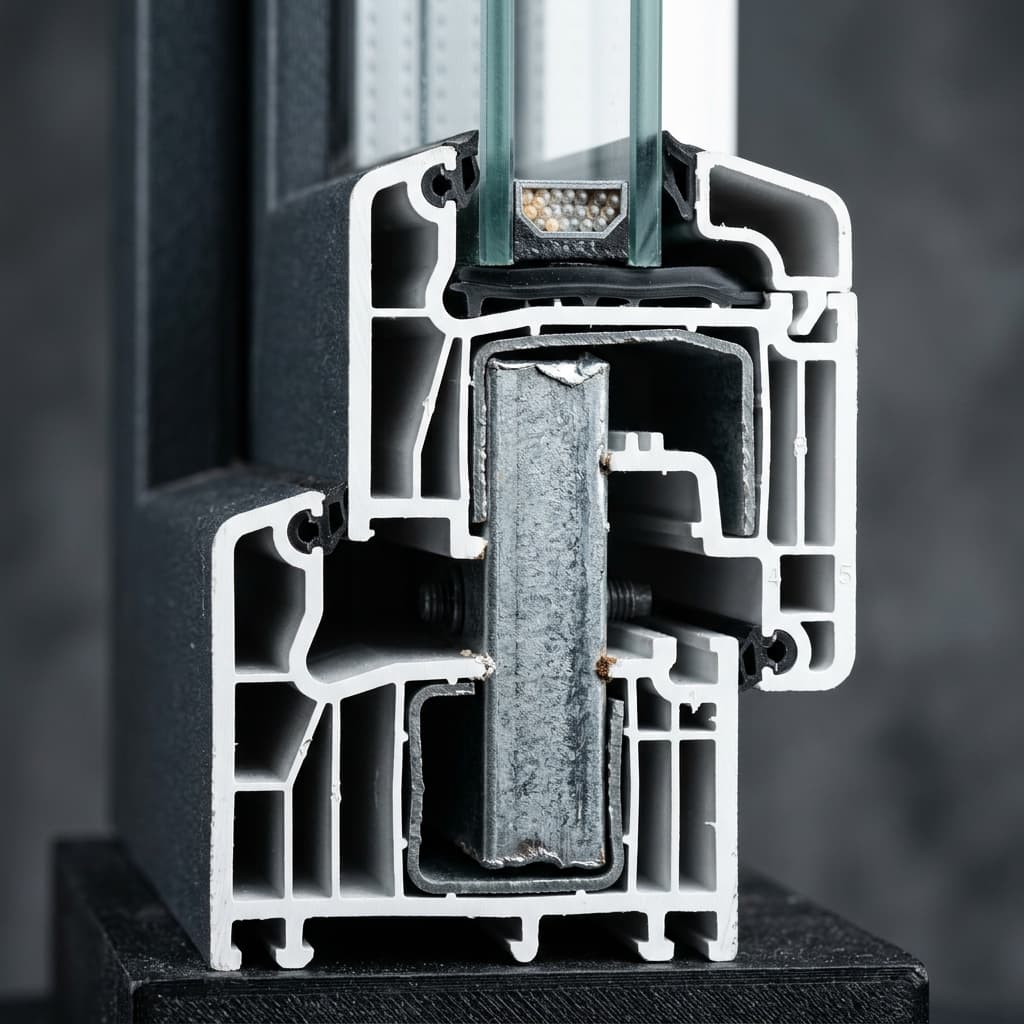 Multi-chamber uPVC window profile cross-section