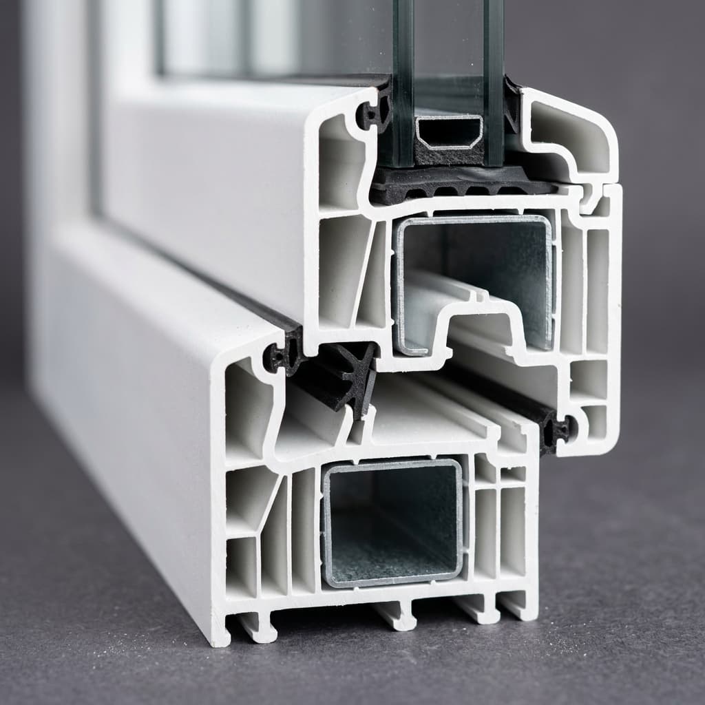 uPVC window profile sloped drainage channel and EPDM gasket