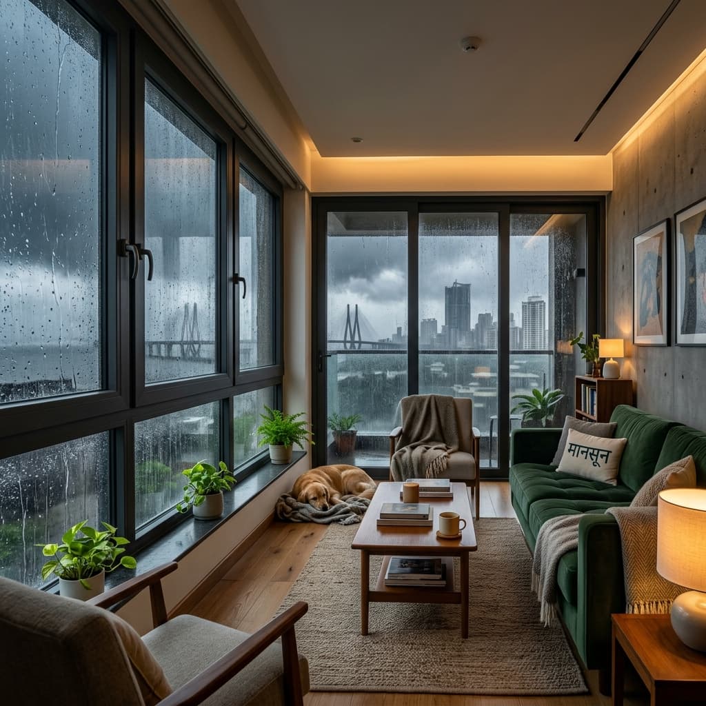 Weather resistant double glazed window installation during monsoon
