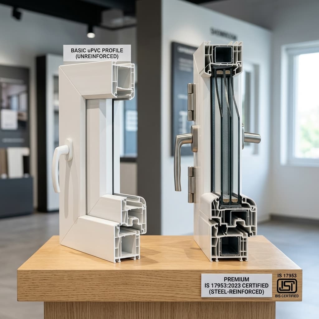 uPVC window profile specification comparison display