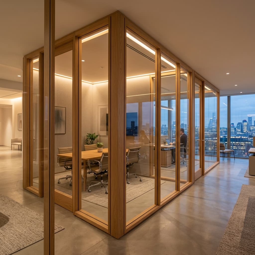 Wooden + Glass Hybrid Partitions