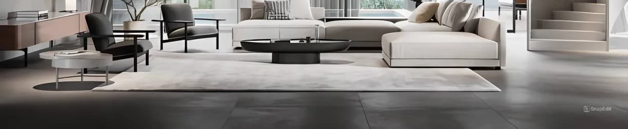 Luxury interior with large glass windows