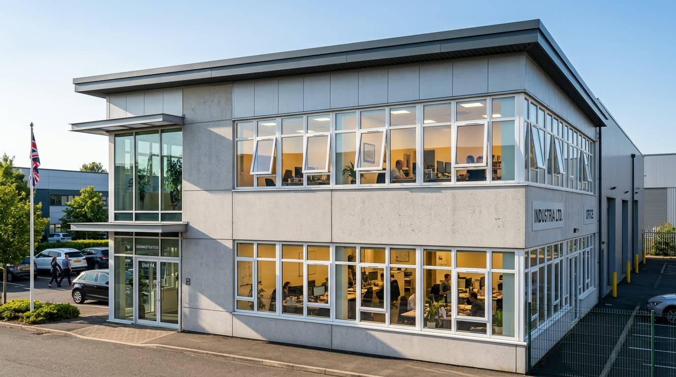 Administrative office building with uPVC casement windows