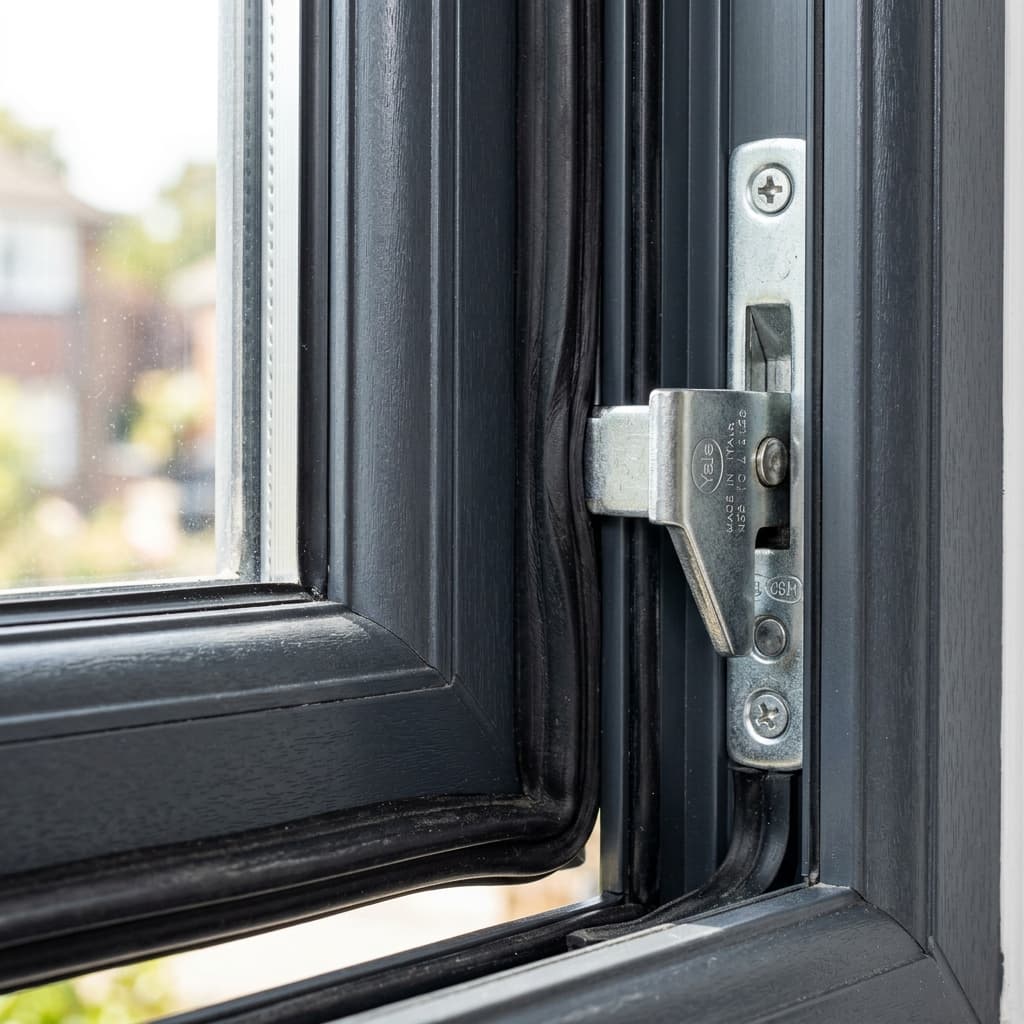 uPVC window multi-point lock and acoustic gasket sealing