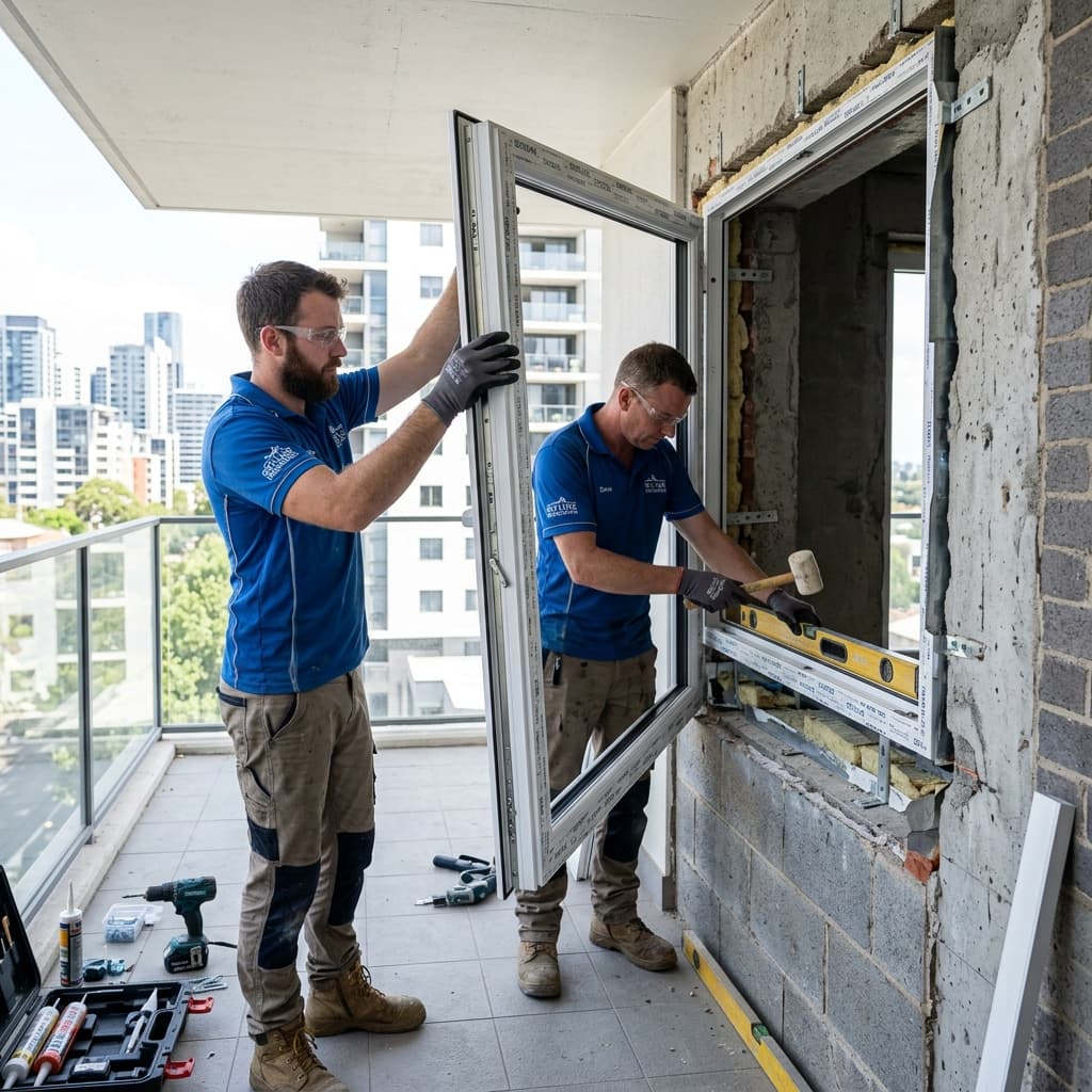 uPVC window profile installation in modern apartment