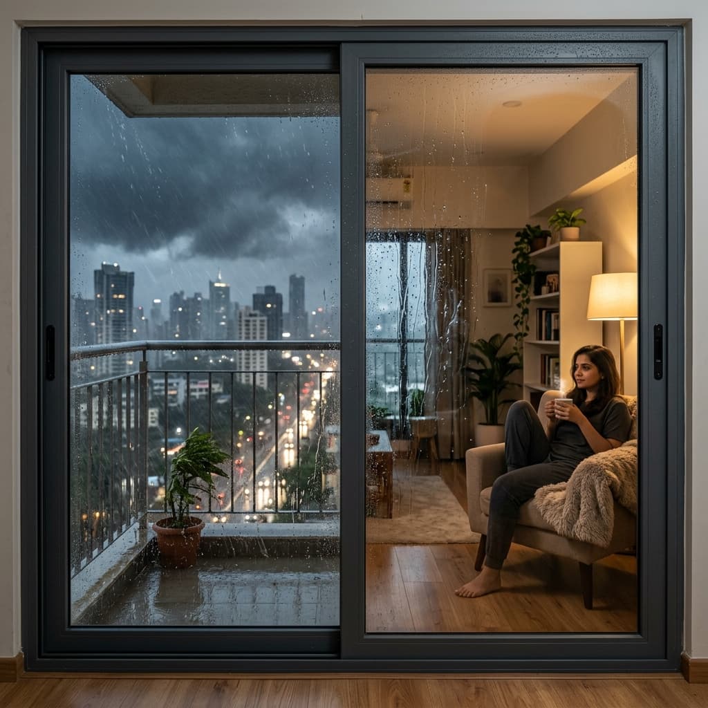 uPVC sliding windows wind and rain protection in high-rise apartment