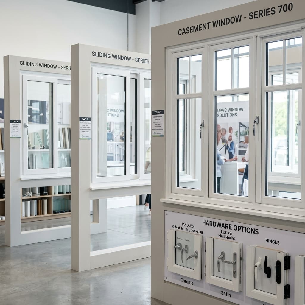 uPVC window price and specification showroom display
