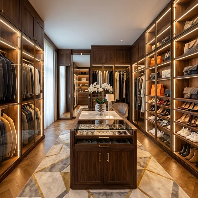 Space saving wardrobe layout