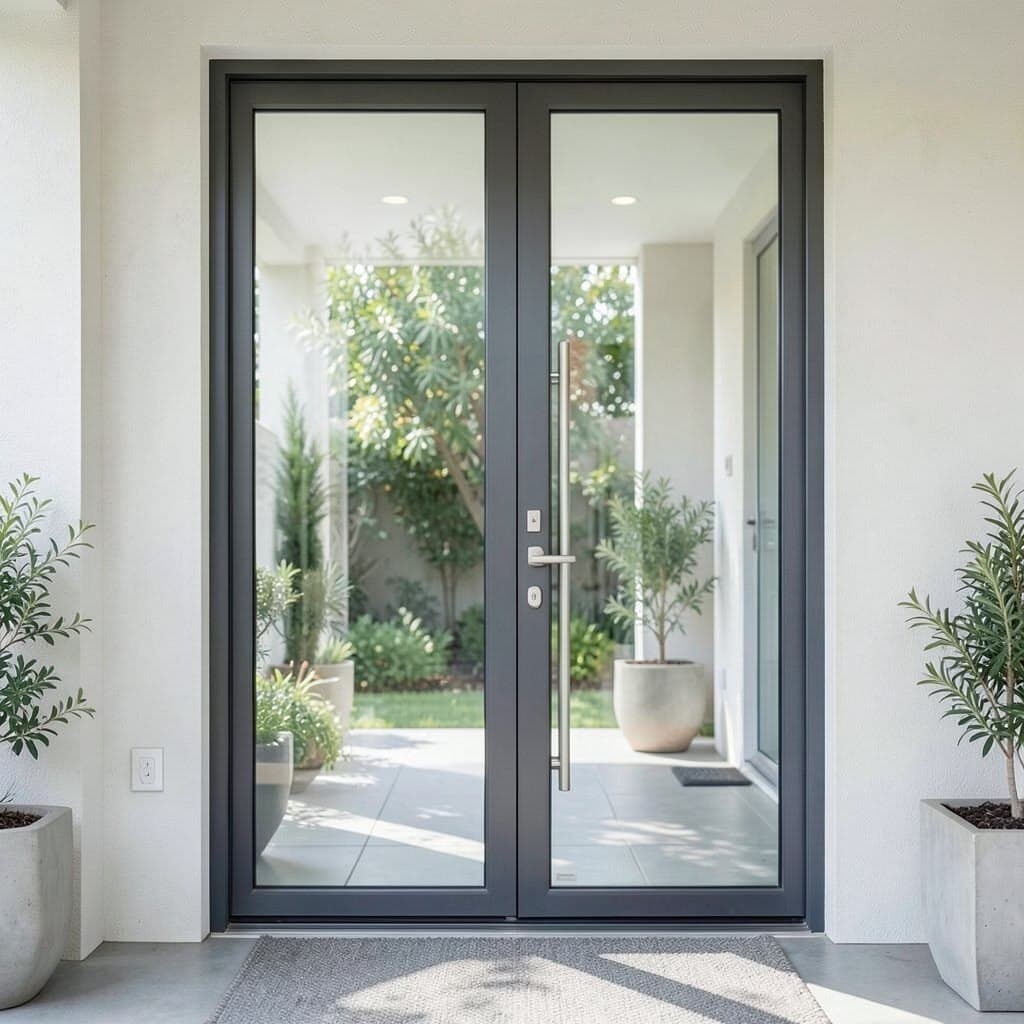 Aluminium Door with Fixed Glass Panel